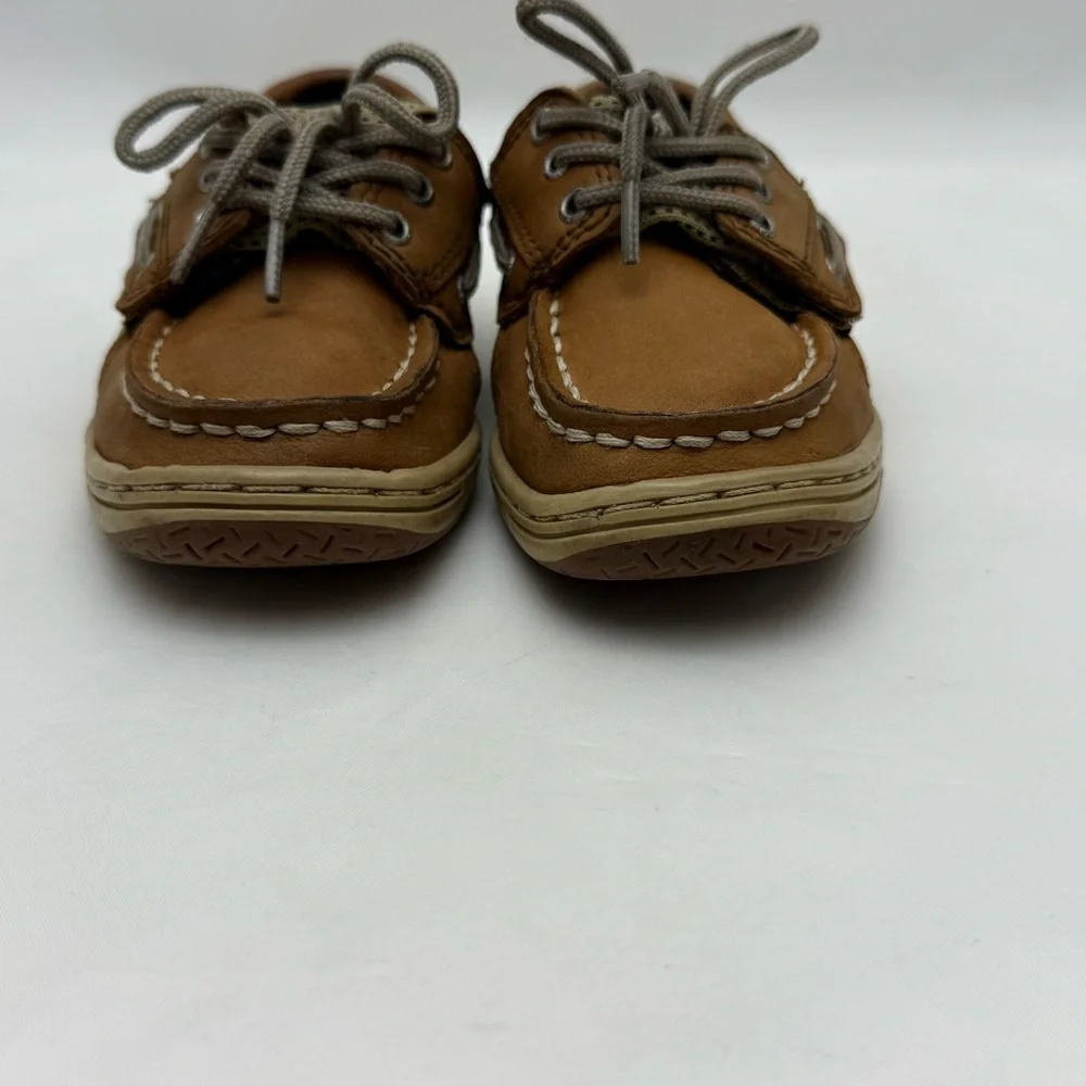 Sperry Tan Leather Boat Shoes Boys Sz 8.5M Preppy School